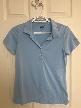 Puma Women's Light Blue Button-Down Golf Polo
